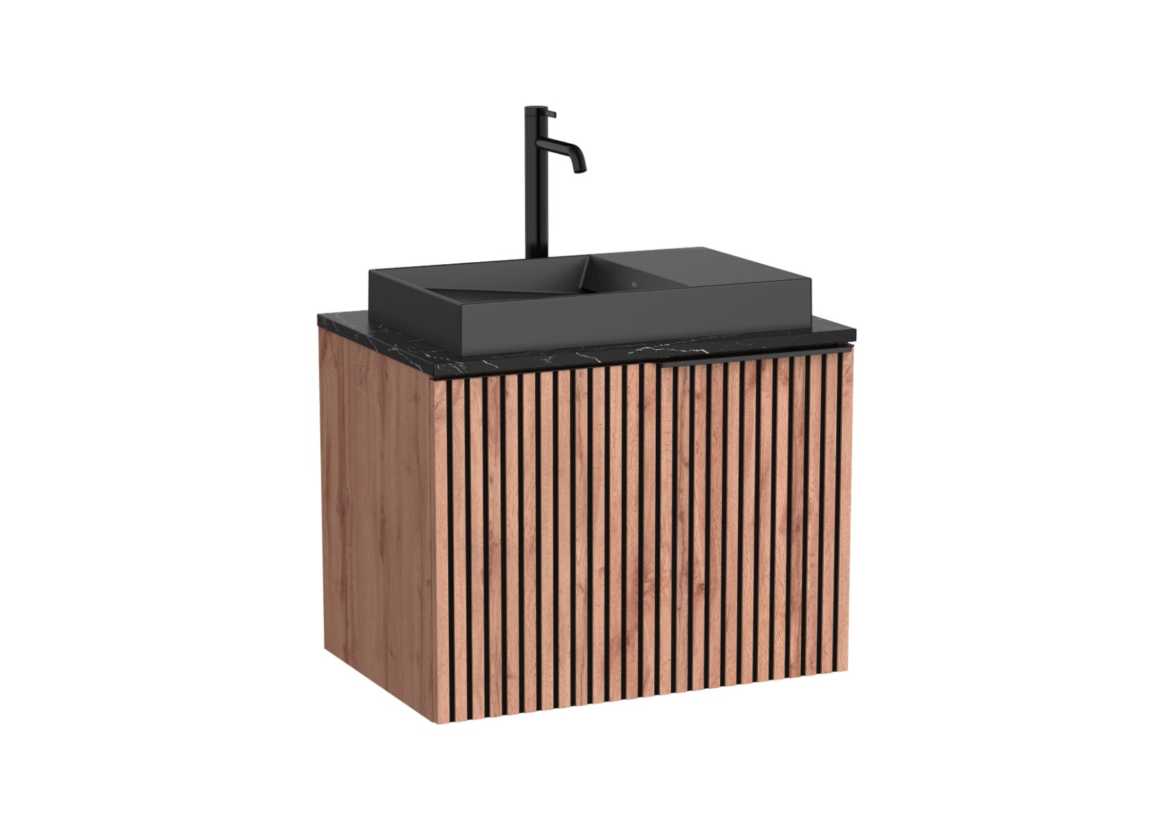 Horizon Vanity Unit with Marble Countertop and Dash Over Countertop Basin(Black) - Oak Riveria