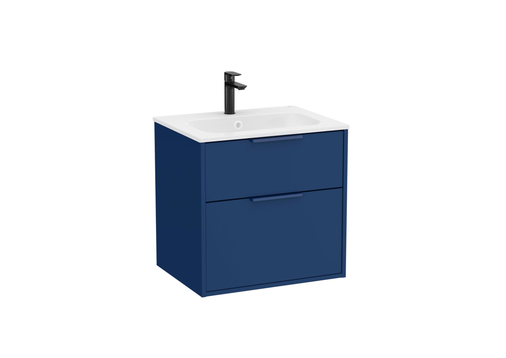 Optica Vanity unit with 2 drawers and Stonex® basin 600 - Steel Blue