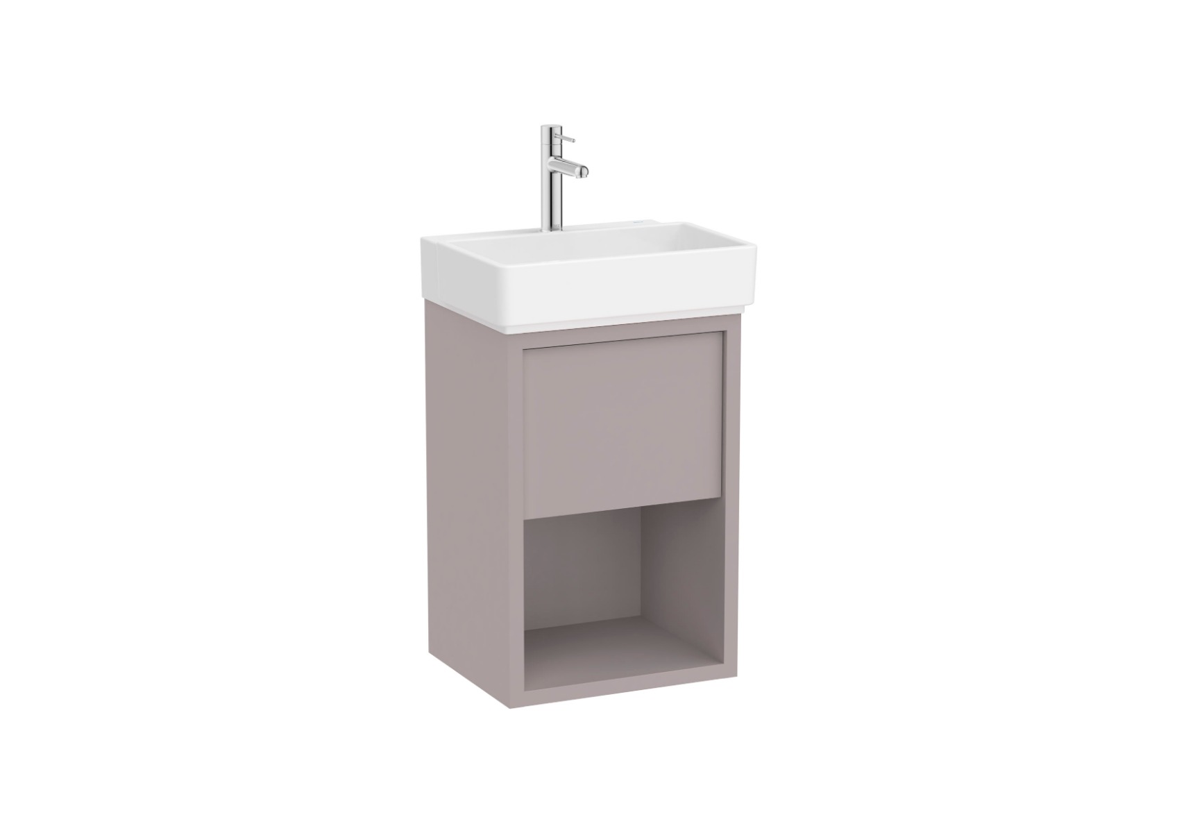 Tura Unik 450mm (Compact vanity unit with one drawer, bottom shelf and basin) - Light Noble Grey