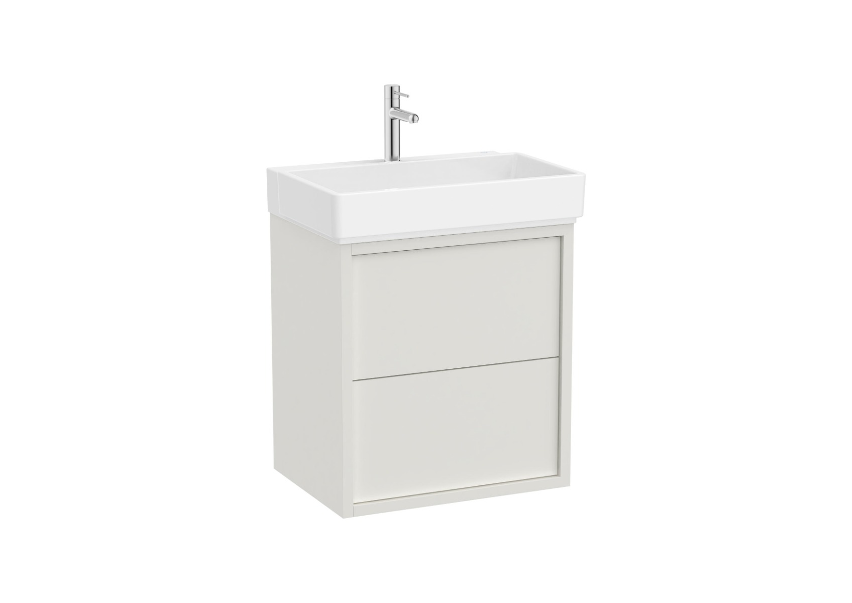 Tura 600 x 430mm Unik (vanity unit with two drawers and basin) - Off White