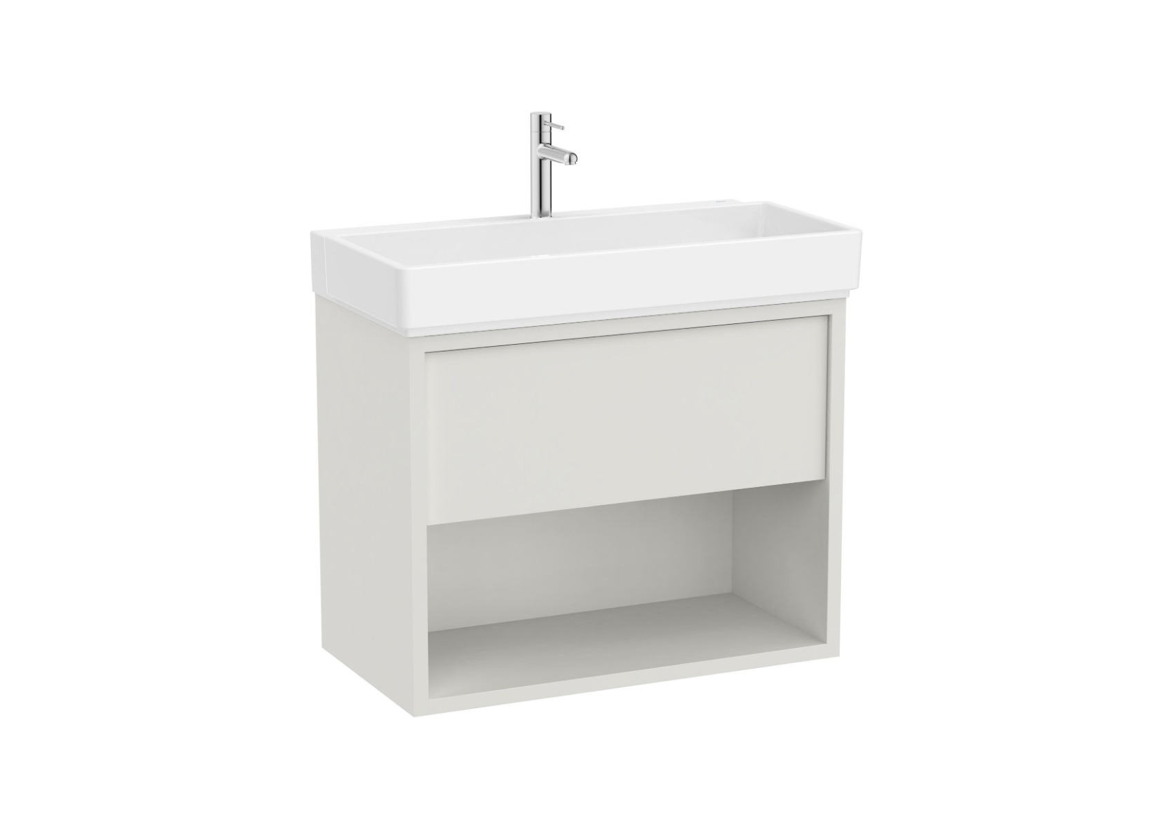 Tura 800mm x 430mm Unik (vanity unit with one drawer, bottom shelf and basin) - Off-white