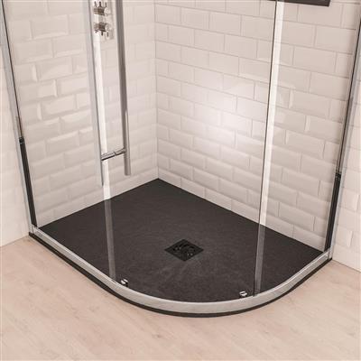 Crossland 1200 x 900mm Right Hand (RH) Offset Quad Shower Tray with Slate Finish - Black