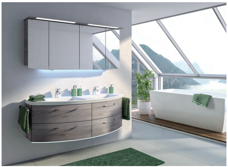 Cassca Double Vanity Unit 1530mm With Mirror Cabinet - Sangallo Grey