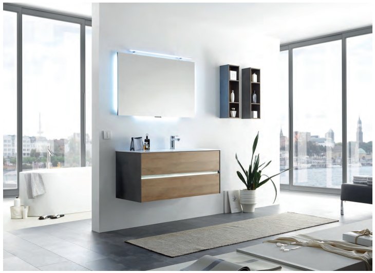 Series 6010 Vanity Unit 1200mm With Mirror - Riviera oak