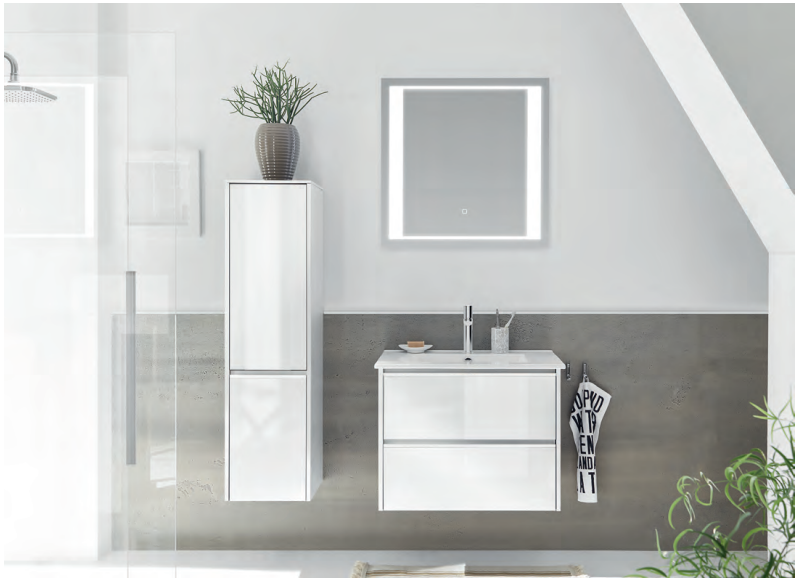 Series 6040 Vanity Unit 770mm, Side unit & Mirror - Snow White