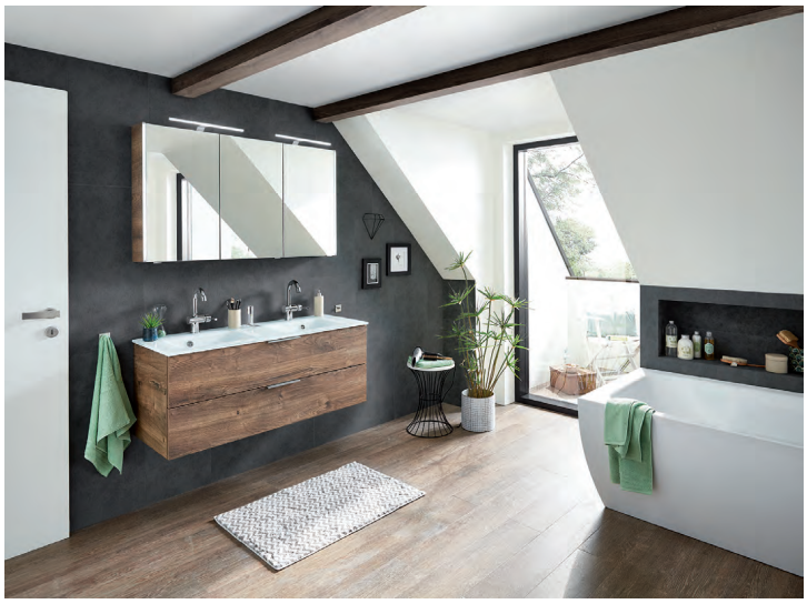 Series 6110 Double Vanity Unit 1210mm With Mirror Cabinet - Ribbeck oak