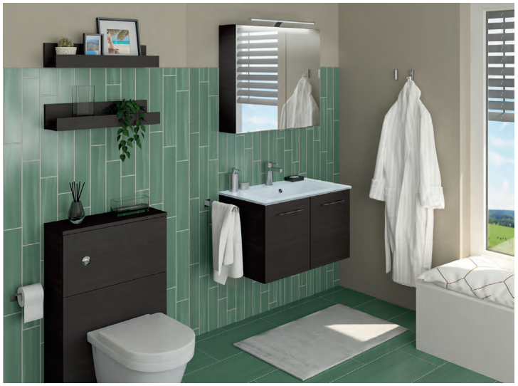 Series 6110 Vanity Unit 790mm, WC unit & Mirror Cabinet - Maroni