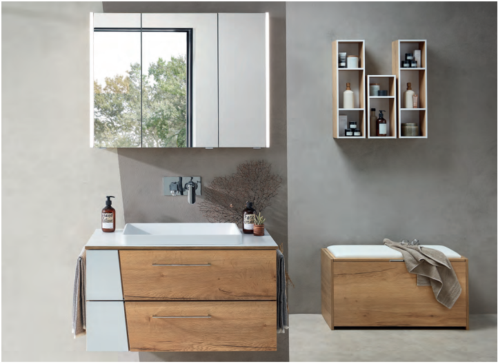 Series 7040 Vanity Unit 920mm & Mirror Cabinet - Halifax oak