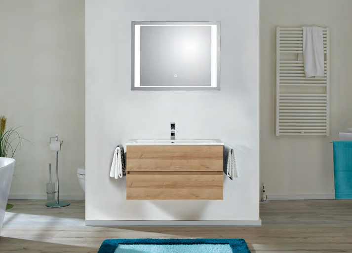 Series 7065 Vanity Unit 810mm & Mirror - Riviera Oak
