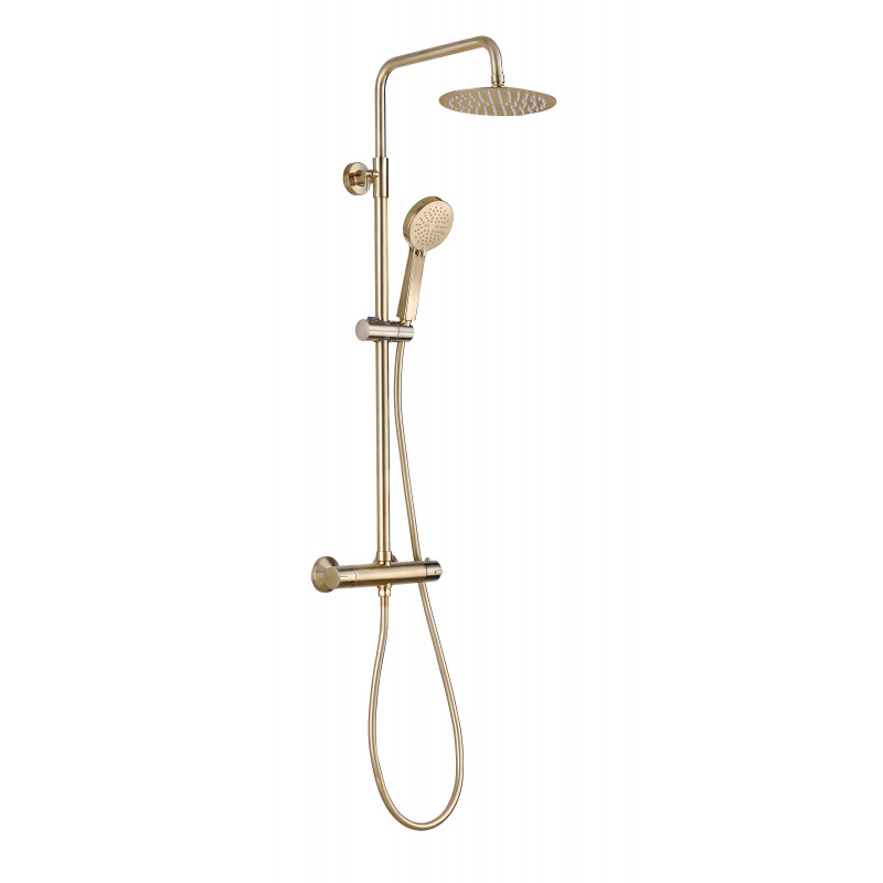 Bruma Exposed Round Shower Kit Brushed Brass