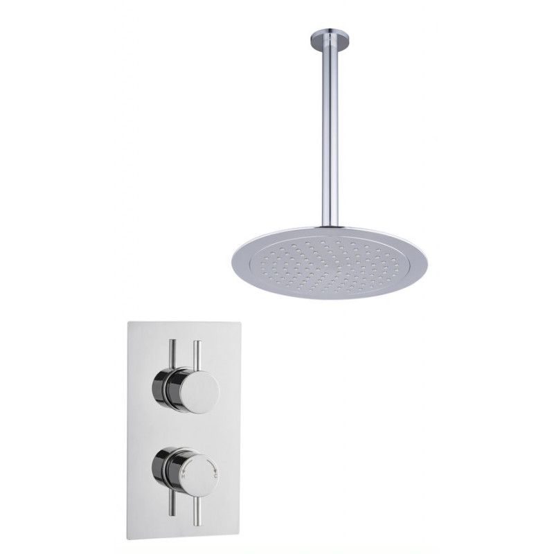 Bruma Round Concealed 2 Handle 1 Way Shower Set Ceiling Kit Chrome