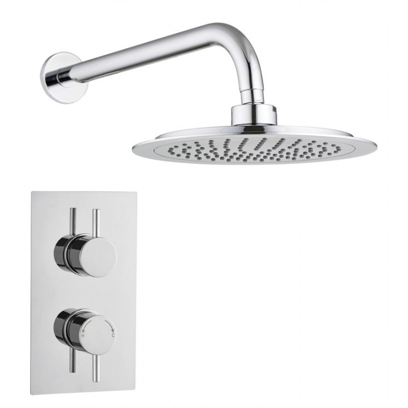 Bruma Round Concealed 2 Handle 1 Way Shower Set Wall Kit Chrome