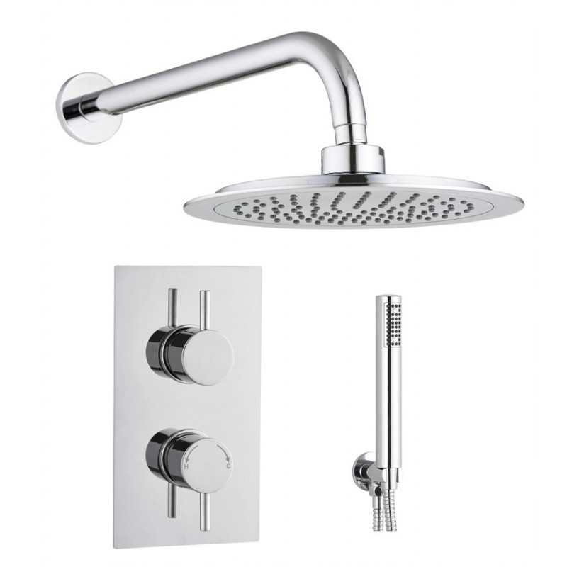 Bruma Round Concealed 2 Handle 2 Way Shower Set Wall Kit Chrome