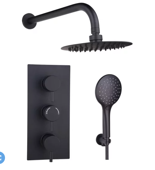 Bruma Square Concealed 3 Handle 2 Way Shower Set Gunmetal