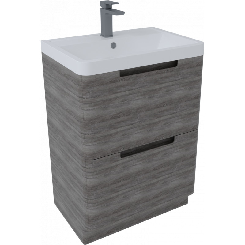 Bisbiglio Vanity & Basin Floor Standing Unit 600mm Graphite Oak