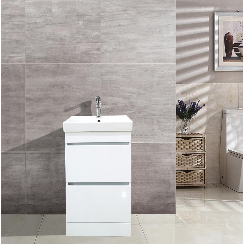 Ambiance floor standing 2 drawer unit & Ceramic basin - 460mm Vanity (AWH-46F)