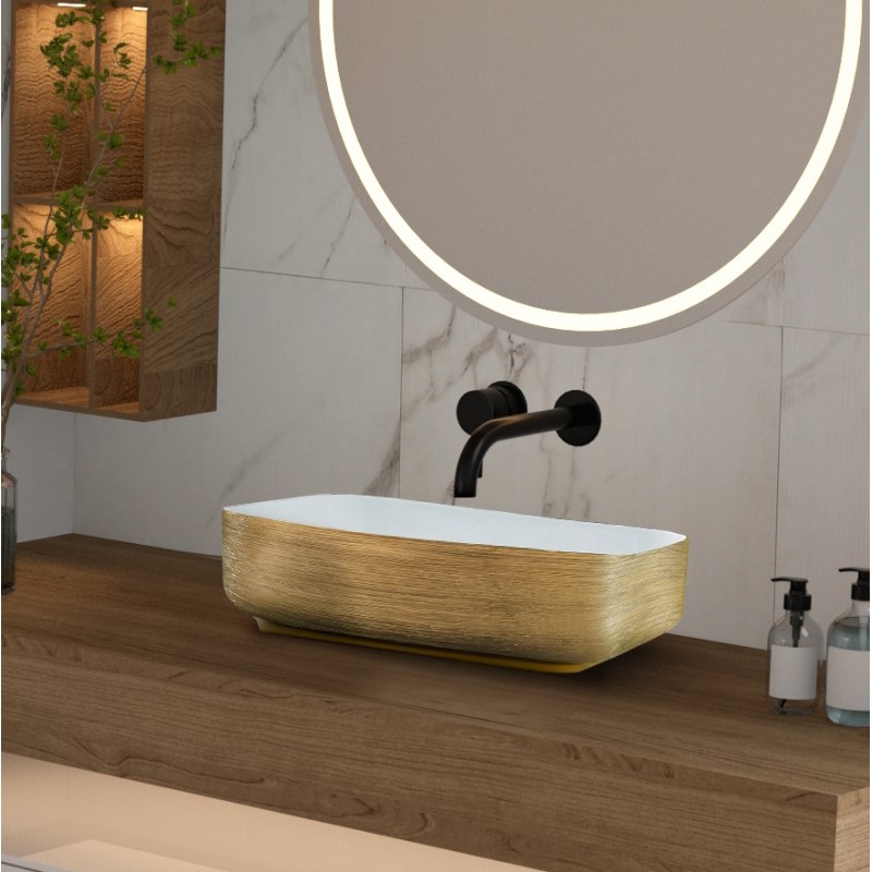 Art counter top/no tap hole basin White and Gold (ART1073-GS)
