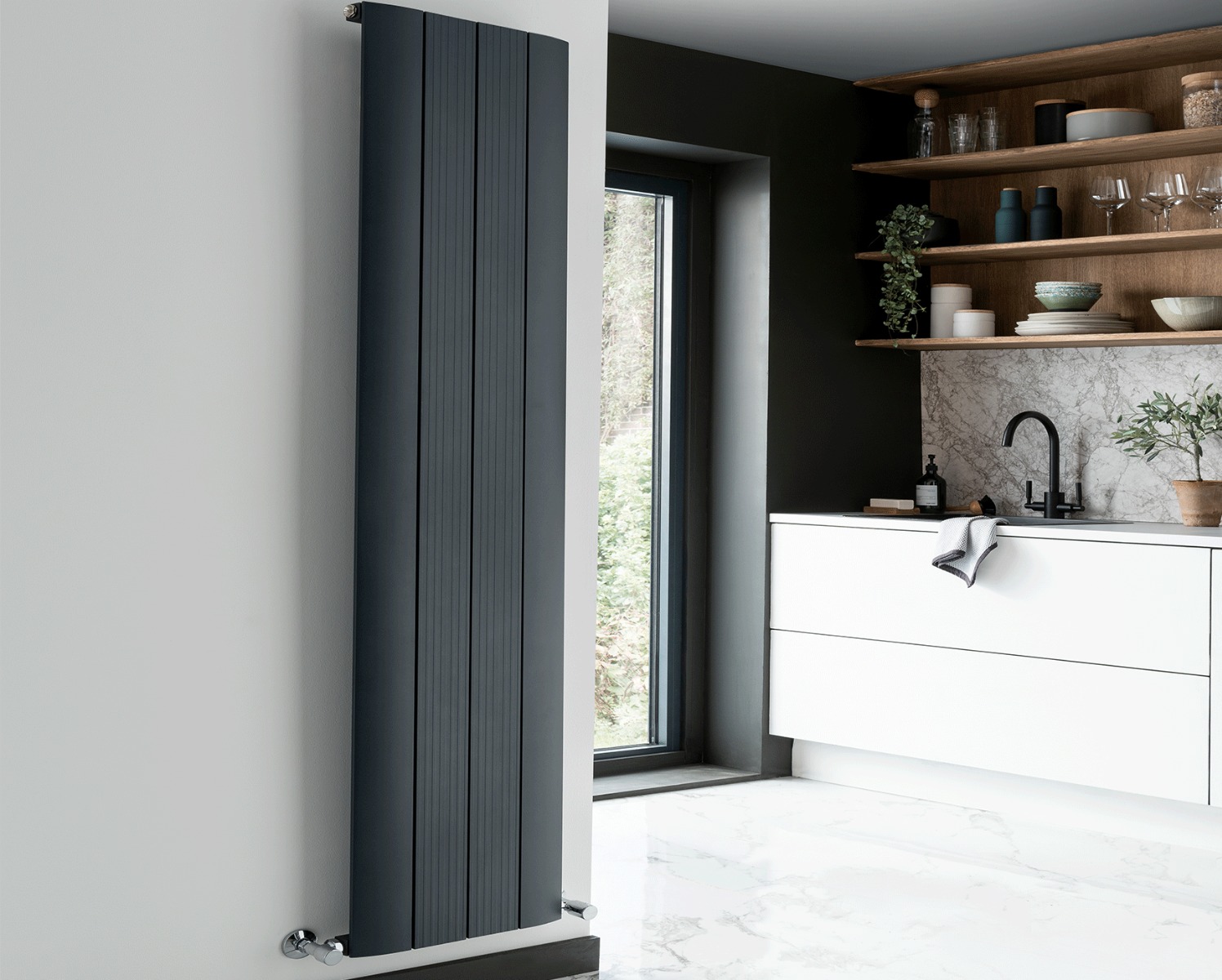 Designer Radiators Astute Vertical Single Heating Only - White 1800x375