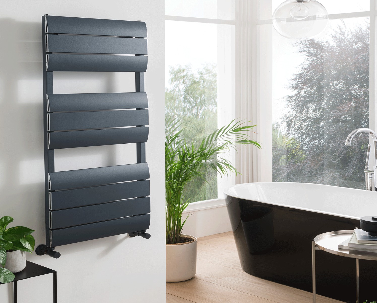 Contemporary Astute Towel Rail Heating-Anthracite 1200x500
