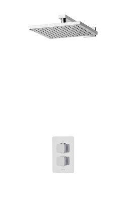 Concealed Thermostatic Mixer single with Wall Fixed head - Square