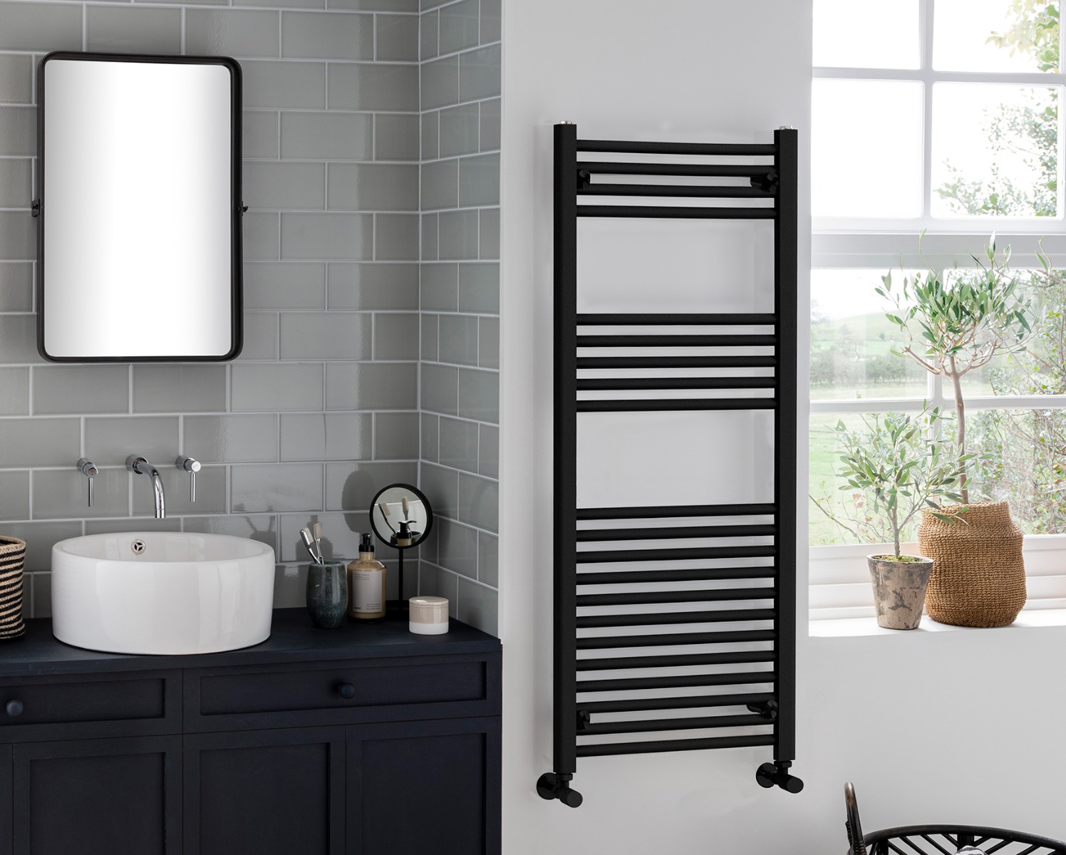 Ladder Rails Axis Colours Heating Only - Matt Black 800x500