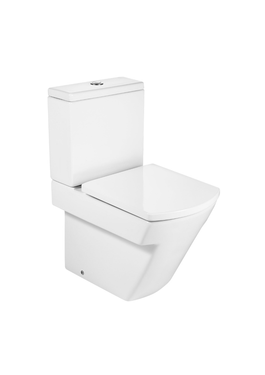Vitreous china close-coupled WC with dual outlet