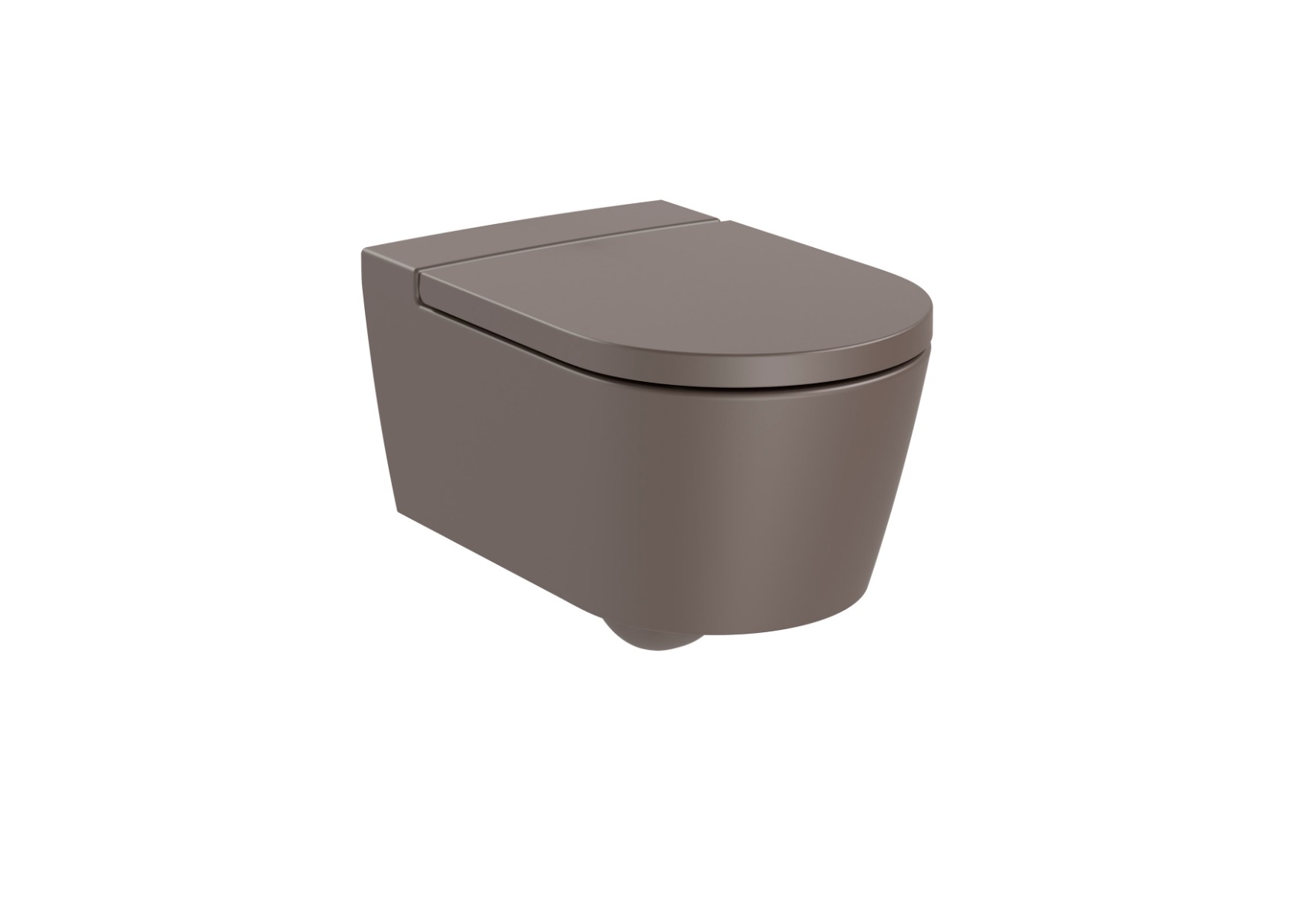 ROUND - Vitreous china Rimless wall-hung WC with horizontal outlet COFFEE