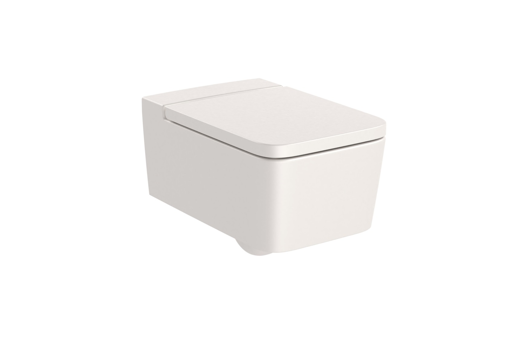 SQUARE - Vitreous china Rimless wall-hung WC with horizontal outlet BEIGE