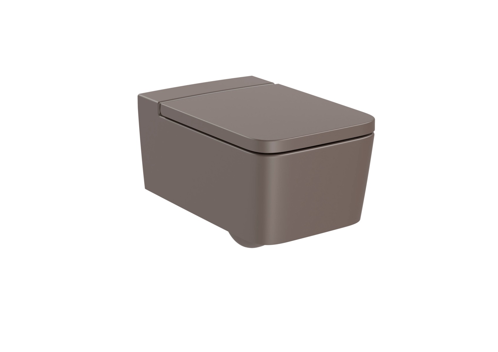SQUARE - Vitreous china Rimless wall-hung WC with horizontal outlet COFFEE