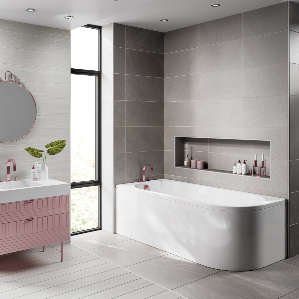 TROJAN J SHAPED BATH 1700X750MM LEFT HAND