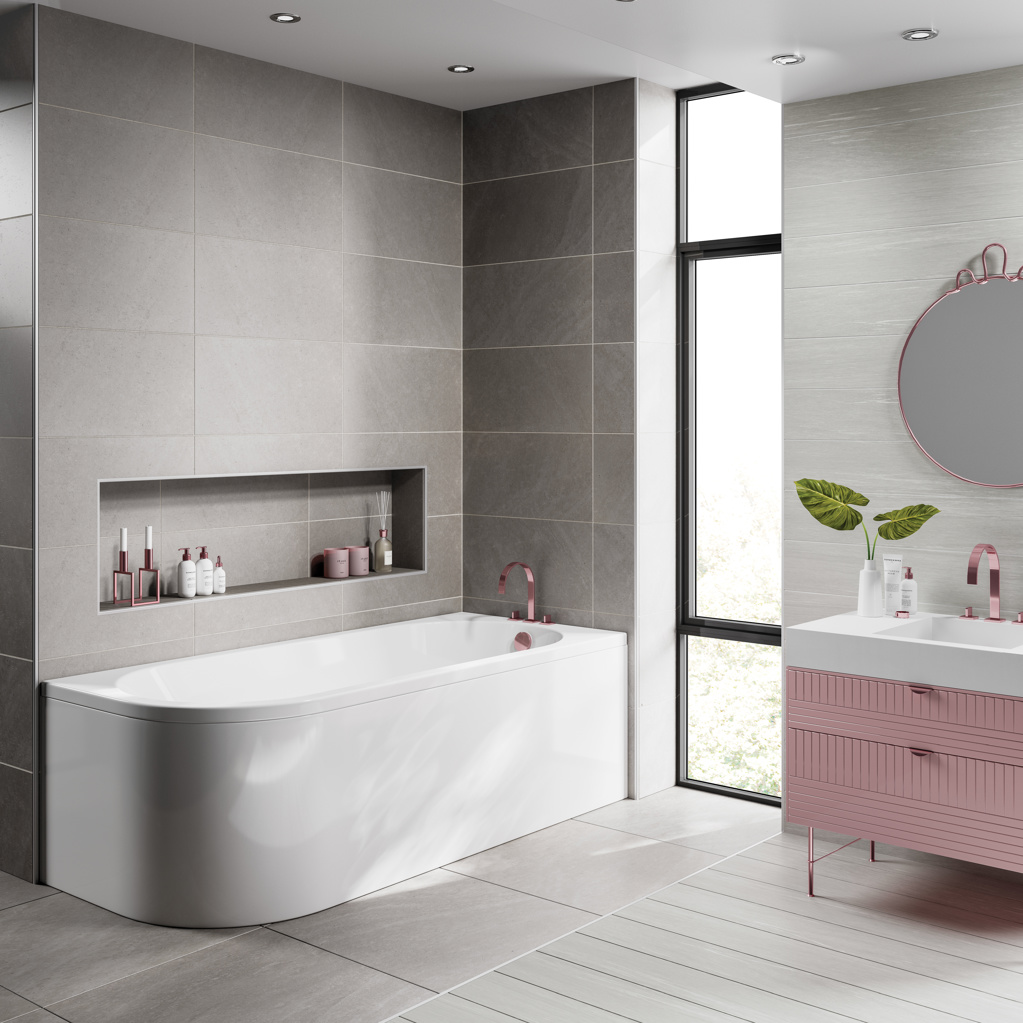 TROJAN J SHAPED BATH 1700X750MM RIGHT HAND