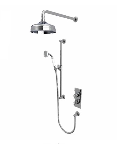 Lansdown Dual Function Shower System With Riser Kit And Overhead Shower - Chrome