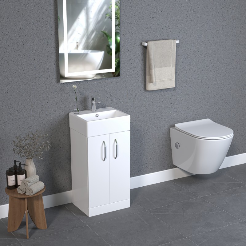 Base 2 door floor standing vanity unit (BAS40F-WH)