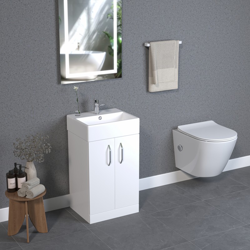 Base 2 door floor standing vanity unit (BAS50F-WH)
