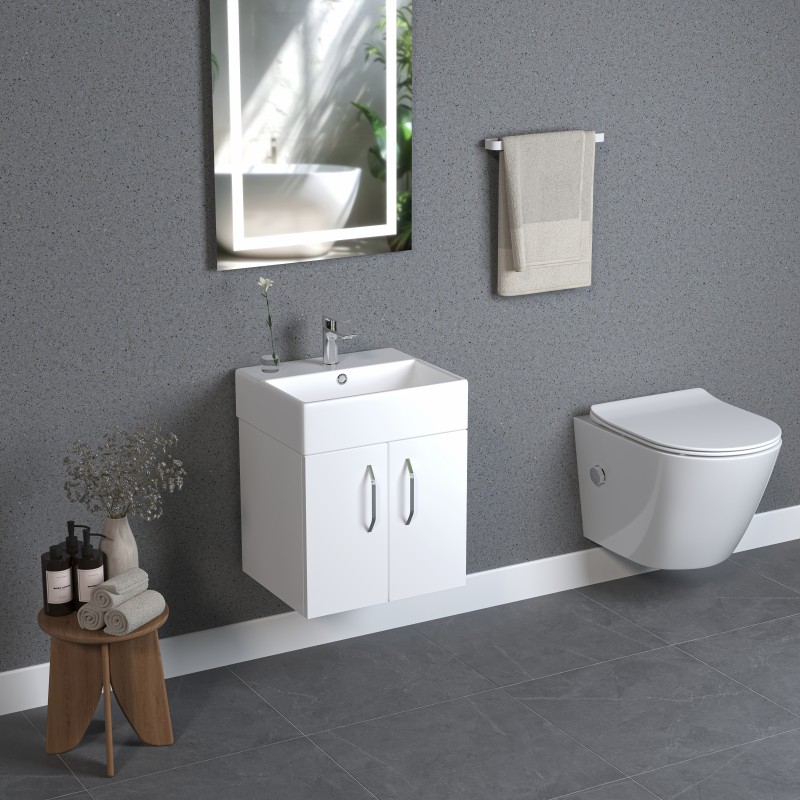 Base 2 door wall mounted vanity unit (BAS50W-WH)