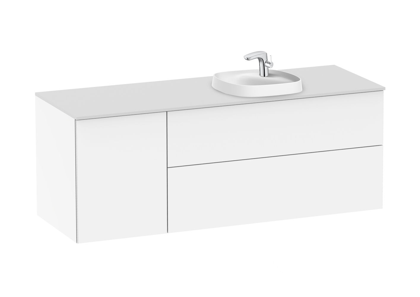 Roca - Base unit for in countertop basin on the right Gloss White