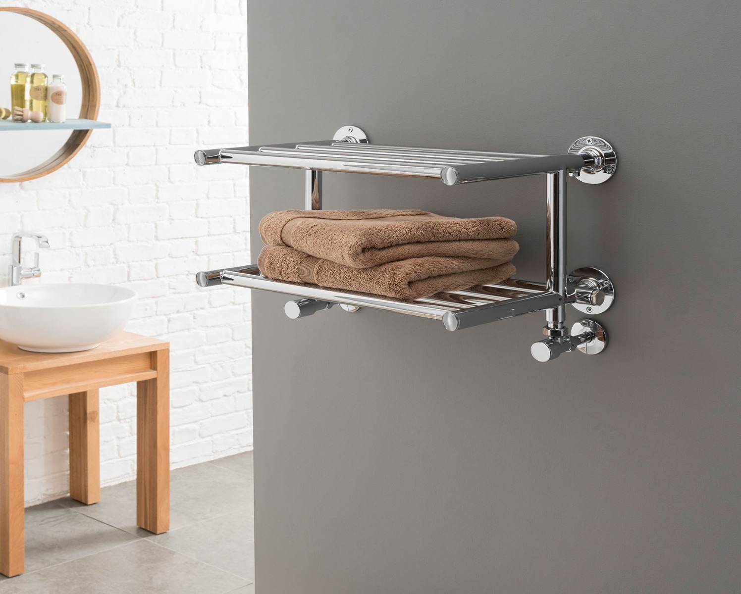 Contemporary Binary MS Towel Rail Dual Energy-Chrome 274x500