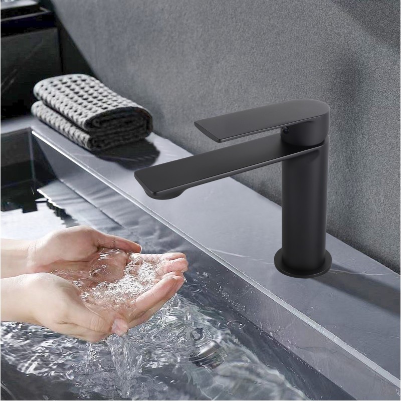 Bliss Single Lever Basin m ixer With Clicker Waste - Matt Black (BLISS-B)