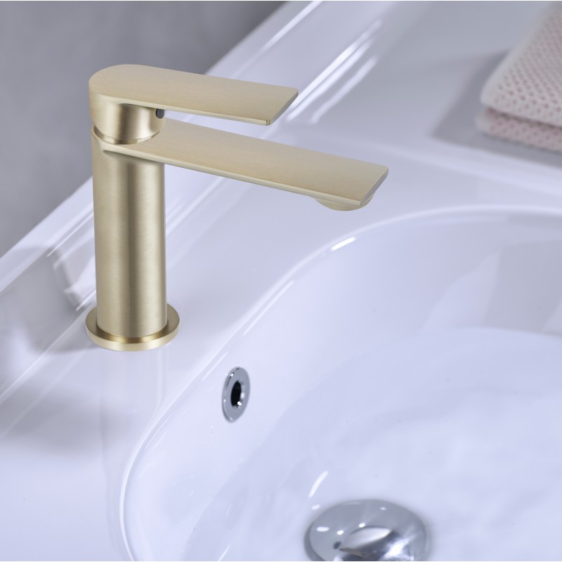 Bliss Single Lever Basin m ixer With Clicker Waste - Brush Gold (BLISS-G)