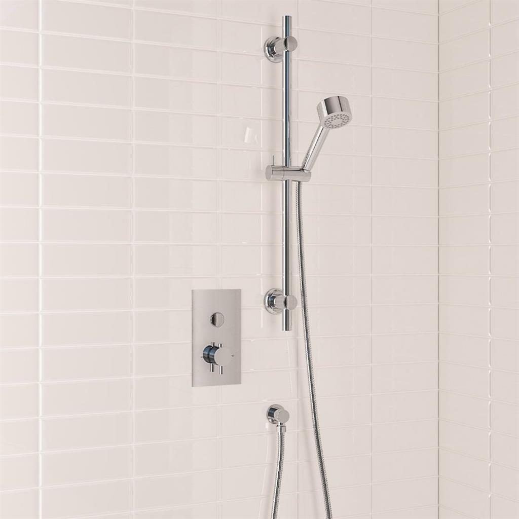 Shower Bundle with Concealed Valve & Round Slider Rail Shower Kit - Chrome