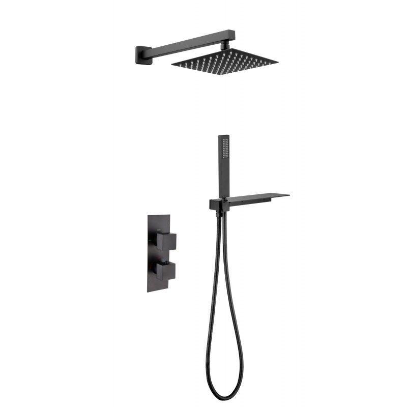 Onyx Black Square Thermostatic Shower Pack 2 Knob 2 Outlet - (Vertical) (BST-2)