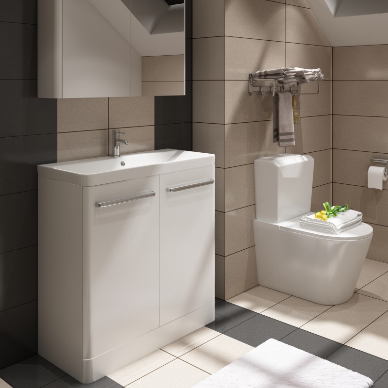 Charm Floor Standing (2 door) unit & Ceramic Basin. (CHA800F)