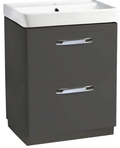 Compass 600 Double Drawer Freestanding Unit & Basin Gloss Clay