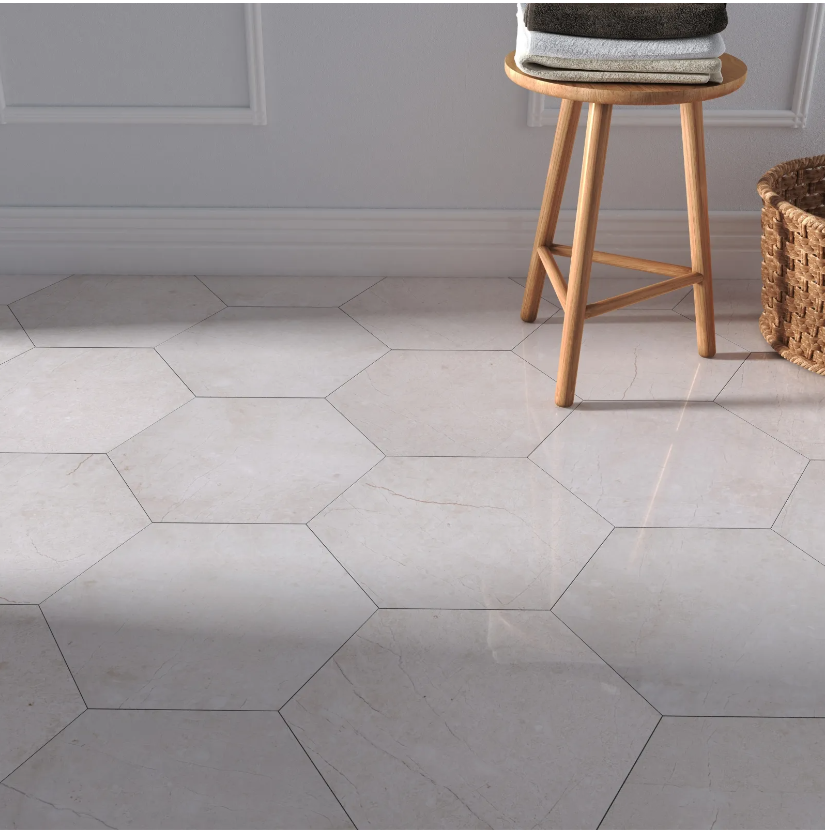 Crema Marfil Hexagon Polished One Side 150 mm- Price per m2