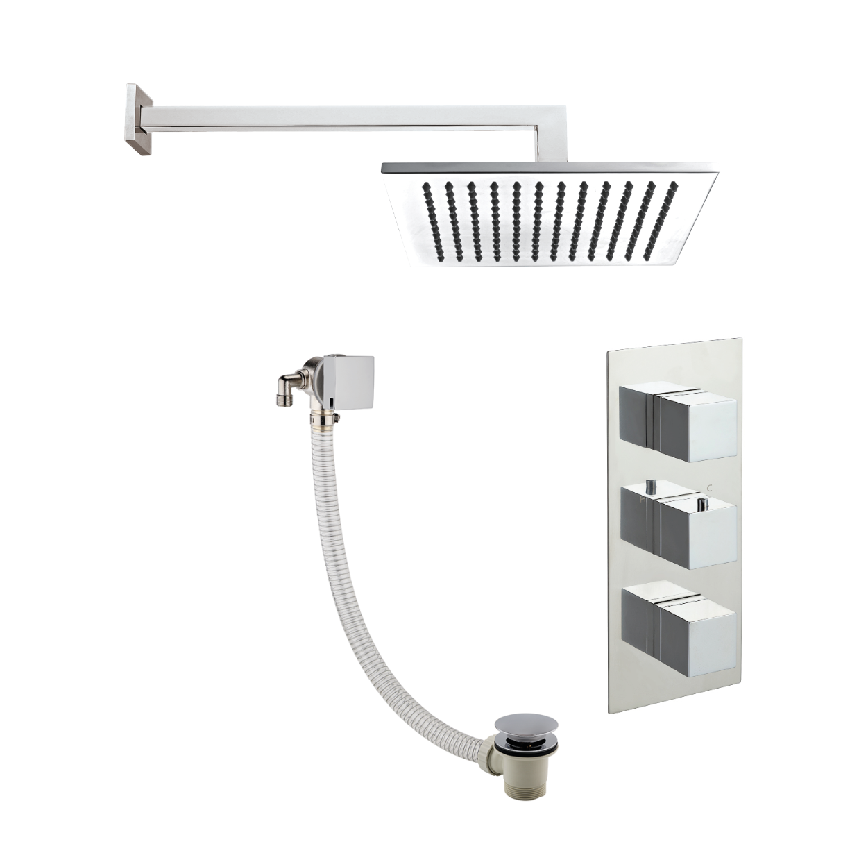 JTP - Square Thermostat with Extractable Hand Shower and Bath Filler