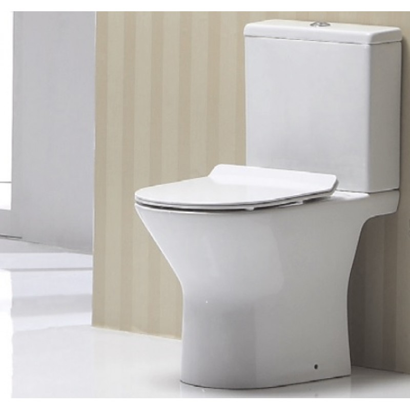 Comfort rimless, short projection C/C WC (open back) with soft close seat (COM223)