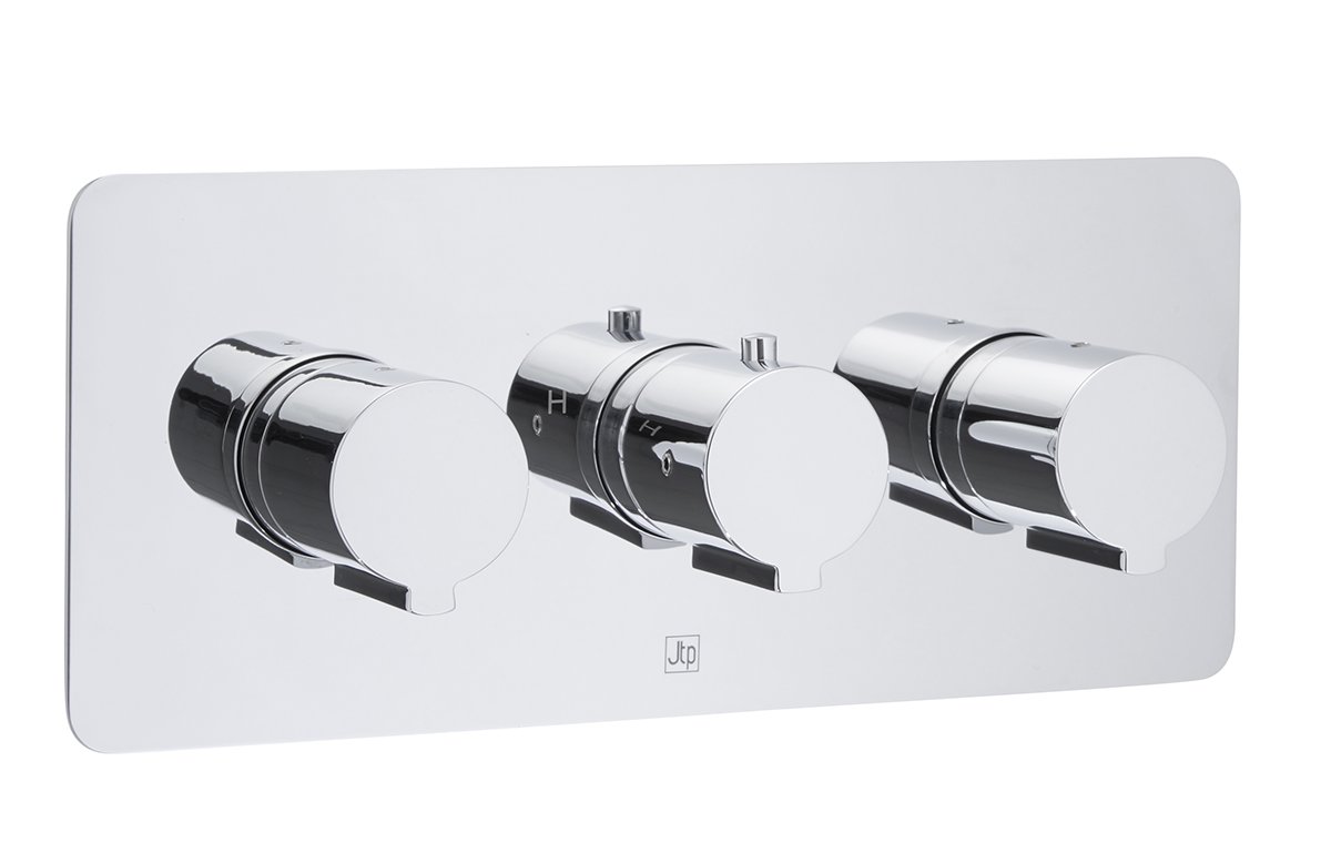 JTP - Curve Thermostatic Concealed 2 Outlet Shower Valve, Horizontal