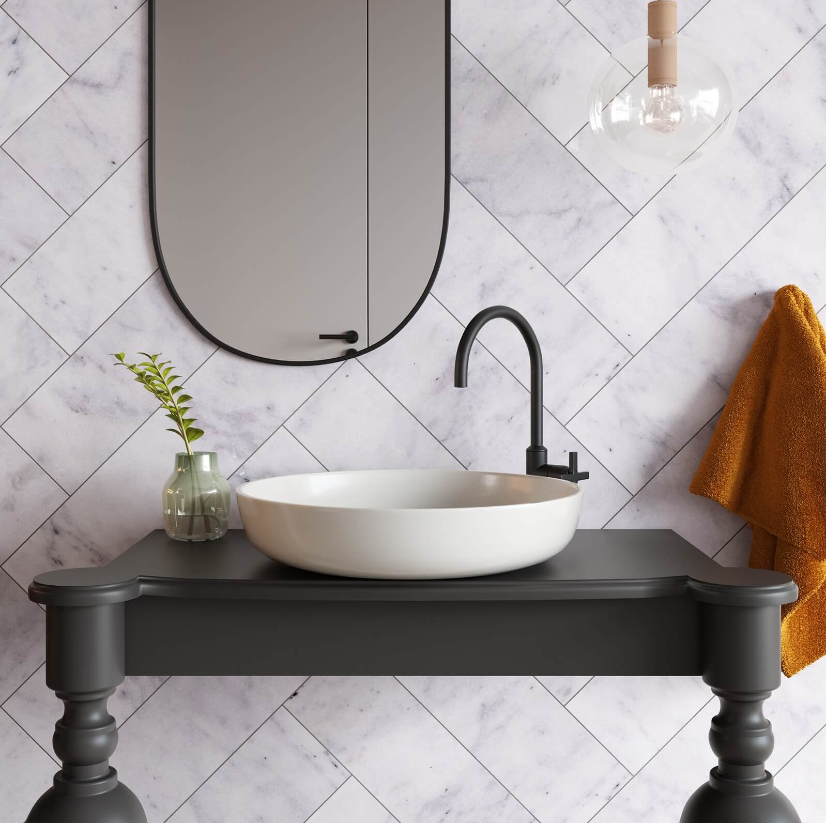 Carrara White Herringbone Polished 100x305x10- Price per m2