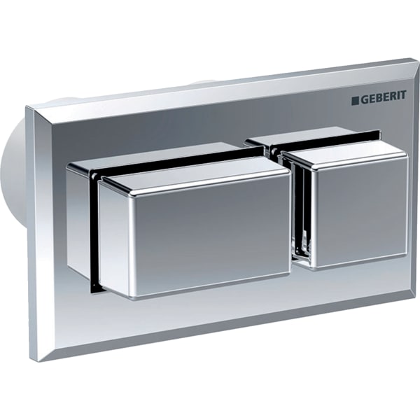 Geberit remote flush actuation, square design, pneumatic, for dual flush, concealed actuator, protruding