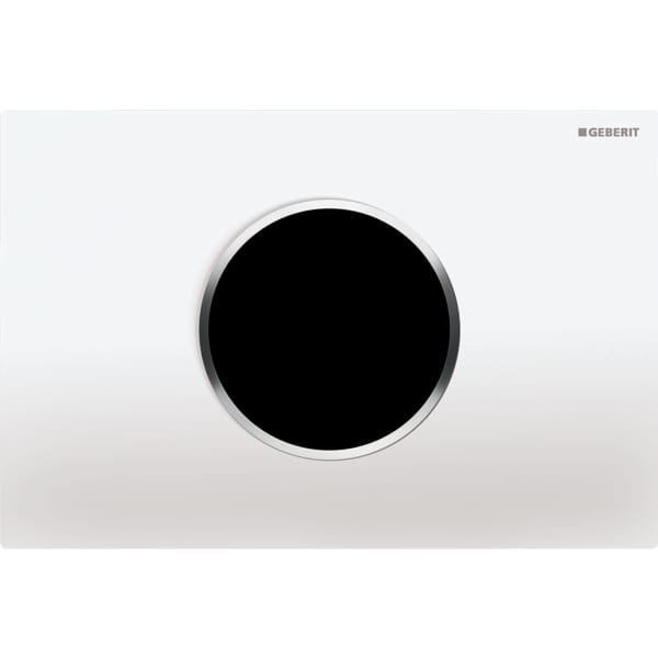 Geberit WC flush control with electronic flush actuation, mains operation, dual flush, flush plate Sigma10, automatic/touchless: white, gloss chrome-plated